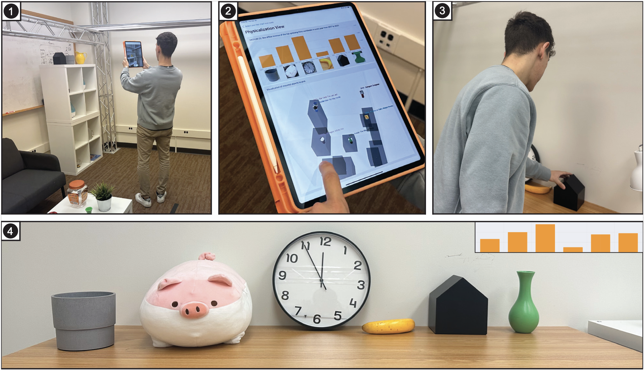 OptiPhys: Optimization-based Creation of Data Physicalizations using Everyday Objects teaser